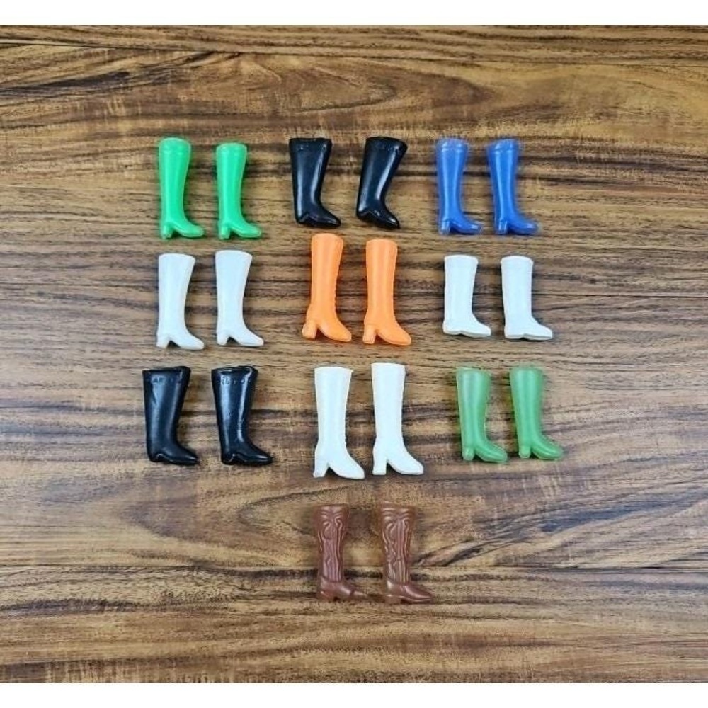 Vtg Barbie Boots - Lot Of 10 -Plain Different Colors & One Pair Cowboy Boots See